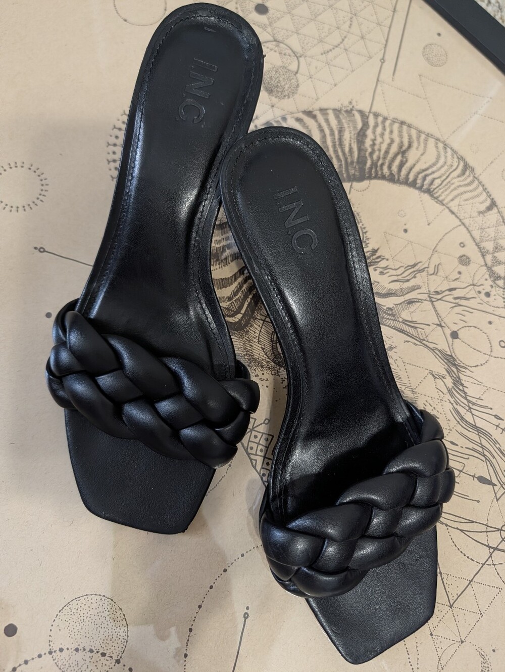Inc International Concepts Black Braided Slide Mules